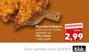 Pizerka trójkątna cztery sery lub szynka, pieczarki i ser