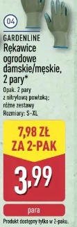 Gardenline Rękawice ogrodowe damskie/męskie, 2 pary