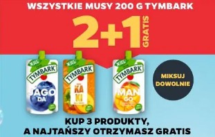 Wszystkie musy 200 g Tymbark 2+1 gratis