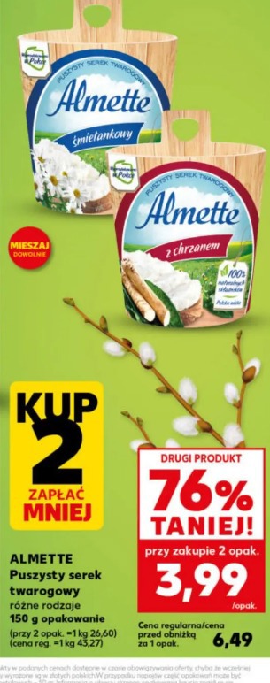 Almette puszysty serek twarogowy z chrzanem