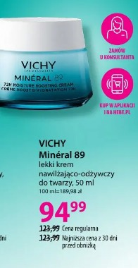 VICHY Minéral 89 lekki krem nawilżająco-odżywczy do twarzy