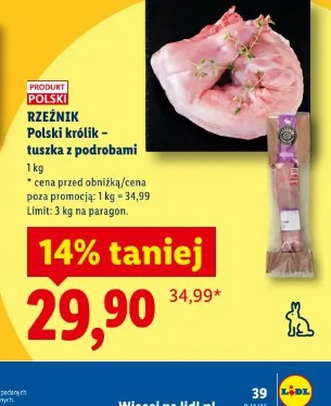 Rzeźnik Polski królik – tuszka z podrobami