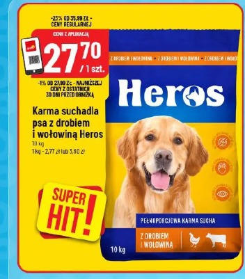 Karma sucha dla psa z drobiem i wołowiną Heros