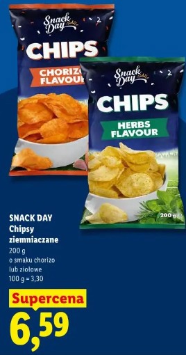 Snack Day Chipsy ziemniaczane o smaku chorizo lub ziołowe