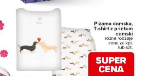 Piżama damska, T-shirt z printem damski
