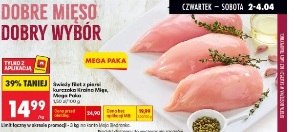 Świeży filet z piersi kurczaka Kraina Mięs Mega Paka