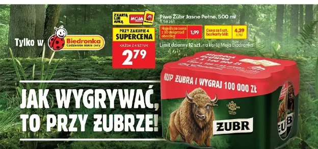 Piwo Żubr Jasne Pełne