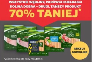 Wszystkie wędliny, parówki i kiełbaski Dolina Dobra drugi, tańszy produkt