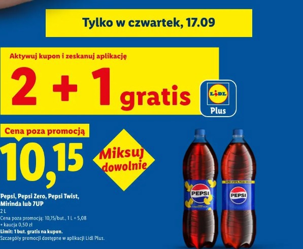 Pepsi, Pepsi Zero, Pepsi Twist, Mirinda lub 7UP