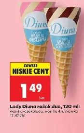 Lody Diuna rożek duo