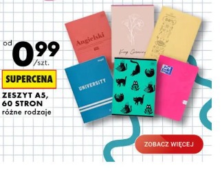 Zeszyt A5, 60 stron, różne rodzaje