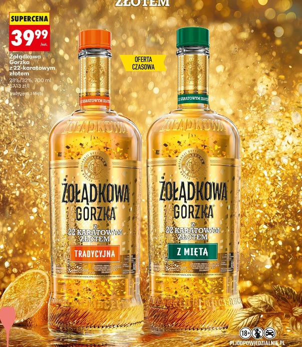 Żołądkowa Gorzka z 22-karatowym złotem tradycyjna/z miętą