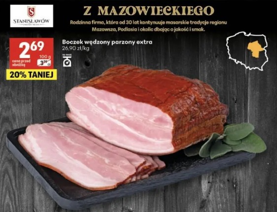 Boczek wędzony parzony extra Stanisławów