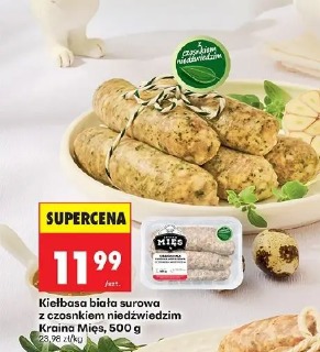 Kiełbasa biała surowa z czosnkiem niedźwiedzim Kraina Mięs, 500 g