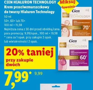 Cien Hialuron Technology Krem przeciwzmarszczkowy do twarzy Hialuron Technology