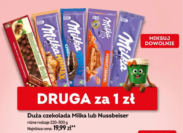 Duża czekolada Milka lub Nussbeiser