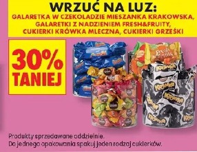 Galaretka w czekoladzie mieszanka krakowska, galaretki z nadzieniem Fresh&Fruity, cukierki krówka mleczna, cukierki Grześki