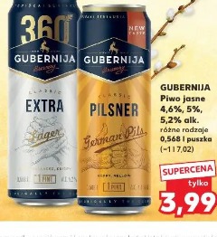 Gubernija Classic Extra Lager piwo jasne 4,6%, 5%, 5,2% alk.