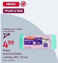 Rubin, worki na śmieci z taśmą, 60 l, 20 szt.