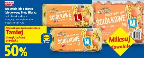 Wszystkie jaja z chowu ściółkowego Złota Nioska