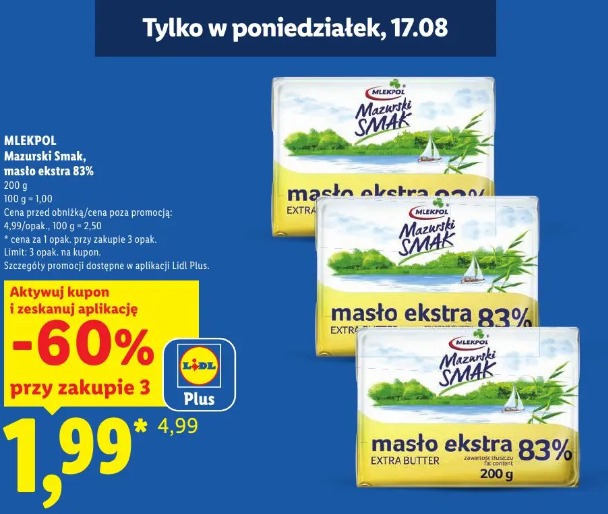 Mlekpol Mazurski Smak, masło ekstra 83%