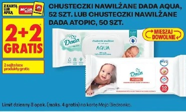 Chusteczki nawilżane Dada Aqua, 52 szt. lub chusteczki nawilżane Dada Atopic, 50 szt.