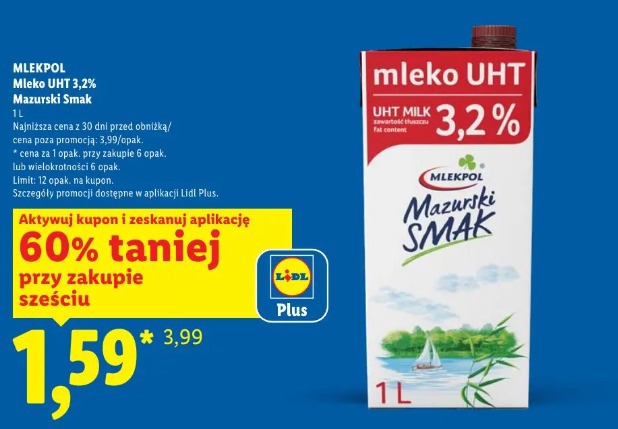 Mleko UHT 3,2% Mazurski Smak Mlekpol