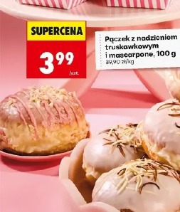 Pączek z nadzieniem truskawkowym i mascarpone