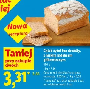 Chleb żytni bez drożdży, z niskim indeksem glikemicznym