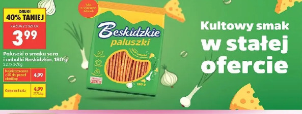 Paluszki o smaku sera i cebulki Beskidzkie