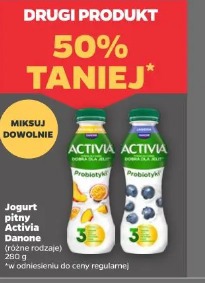 Jogurt pitny Activia Danone drugi produkt 50% taniej