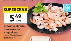 Krewetki obrane, blanszowane, z ogonkiem