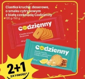 Ciastka kruche: deserowe, o smaku cytrynowym z białą czekoladą Codzienny