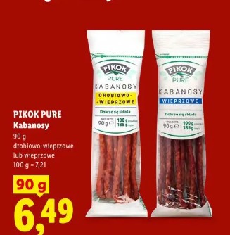 Pikok Pure Kabanosy drobiowo-wieprzowe lub wieprzowe
