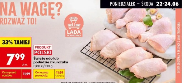 Świeże udo lub podudzie z kurczaka