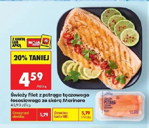 Świeży filet z pstrąga tęczowego łososiowego ze skórą Marinero