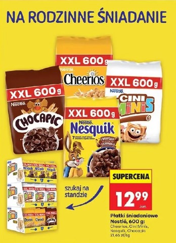 Płatki śniadaniowe Nestlé Cheerios, Cini Minis, Nesquik, Chocapic