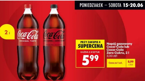 Napój gazowany Coca-Cola lub Coca-Cola Zero Cukru