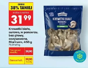 Krewetki białe, surowe, w pancerzu, bez głowy, oczyszczone, Marinero