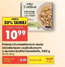 Penne z kurczakiem w sosie śmietanowo szpinakowym z serem ricotta Donatello
