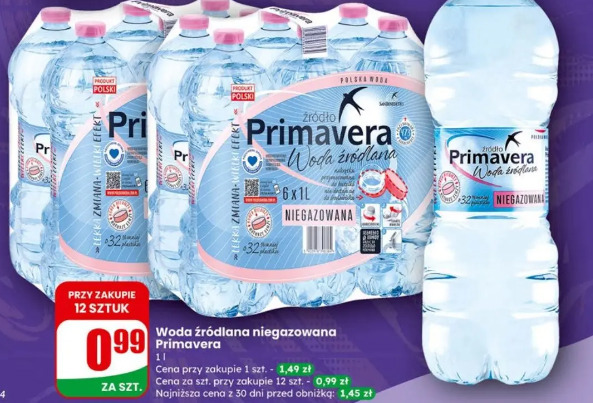 Woda źródlana niegazowana Primavera