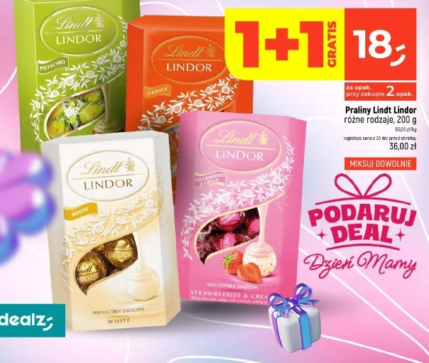 Praliny Lindt Lindor różne rodzaje