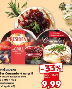 Président Ser Camembert na grill z sosem żurawinowym