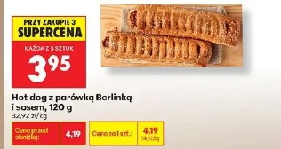 Hot dog z parówką Berlinką i sosem