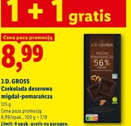 J.D. GROSS Czekolada deserowa migdał-pomarańcza