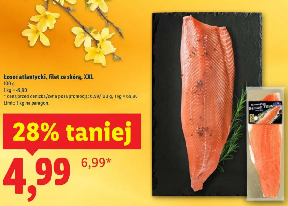 Łosoś atlantycki, filet ze skórą