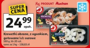 Krewetki obrane, z ogonkiem, gotowane lub surowe