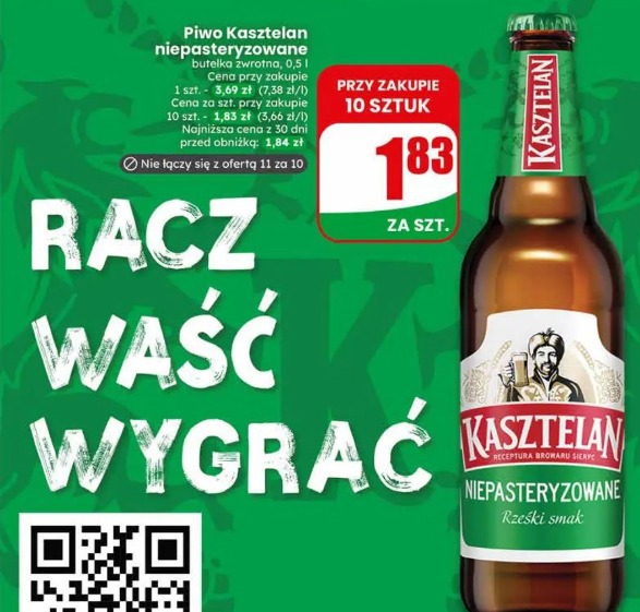 Piwo Kasztelan niepasteryzowane
