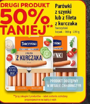 Parówki z szynki lub z fileta z kurczaka Tarczyński