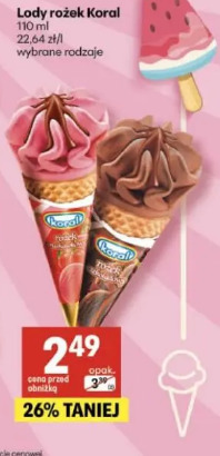 Lody rożek Koral